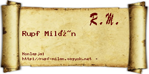 Rupf Milán névjegykártya